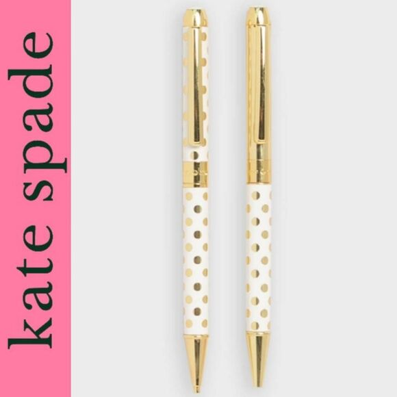 Kate Spade Gold Dot Black Ink Pen & 0.9mm Mechanical Pencil Set - Picture 1 of 9